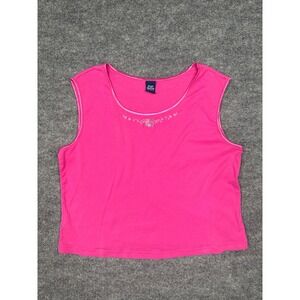 High Sierra Intimates Women's XXL Pink Floral Embroidered Tank Top Y2K Sleepwear